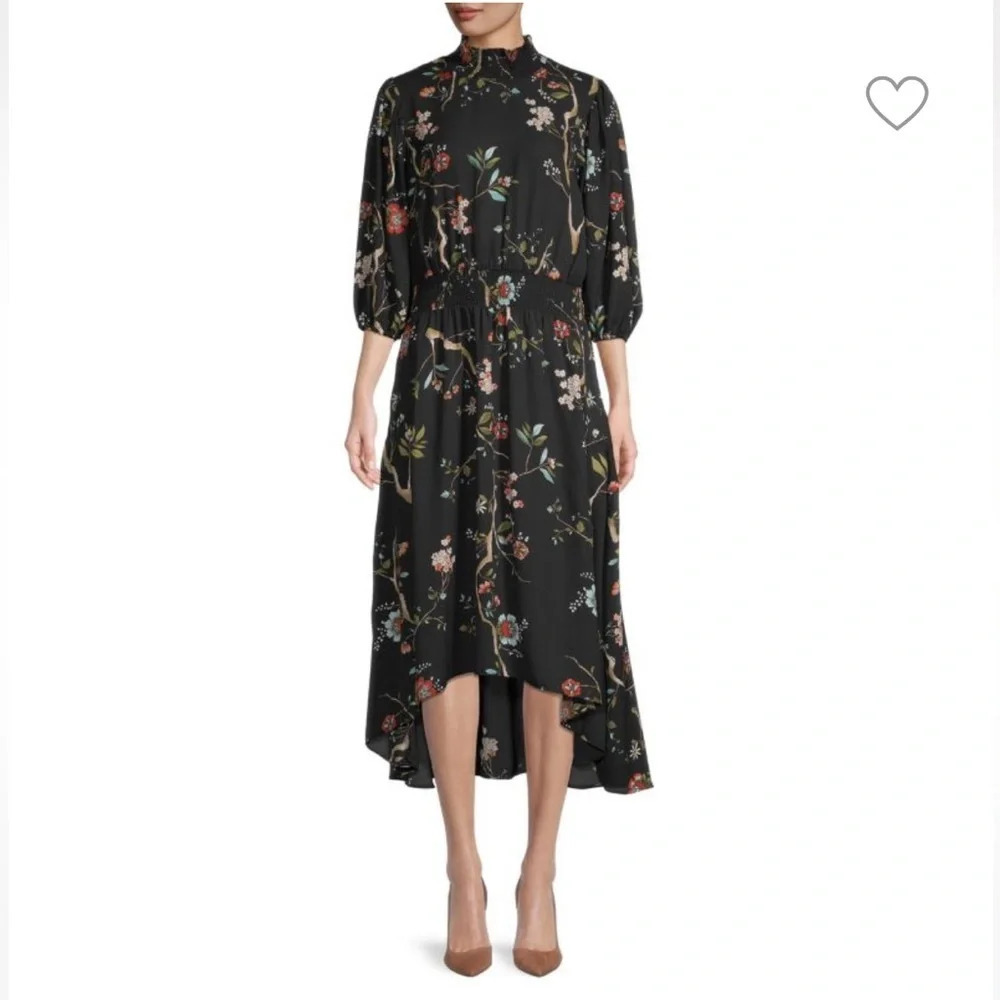 Nanette Lepore Black Asymmetrical Mock Neck Dress